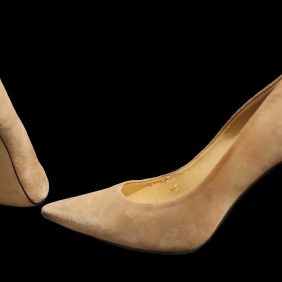 Enzo Angiolini Beige Suede Lace Pointy Pumps, Size 10M - Picture 6 of 7